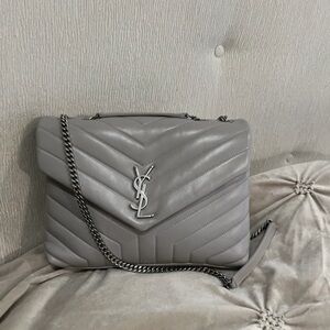 Yves Saint Laurent Silver Quilted Shoulder Bag
